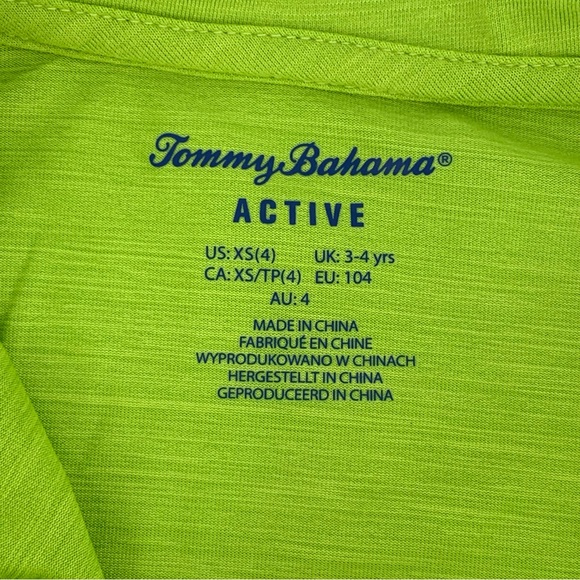 Tommy Bahama Active NWT Boys' Lime Green Short Sleeve Polo Shirt, XS - Picture 12 of 13